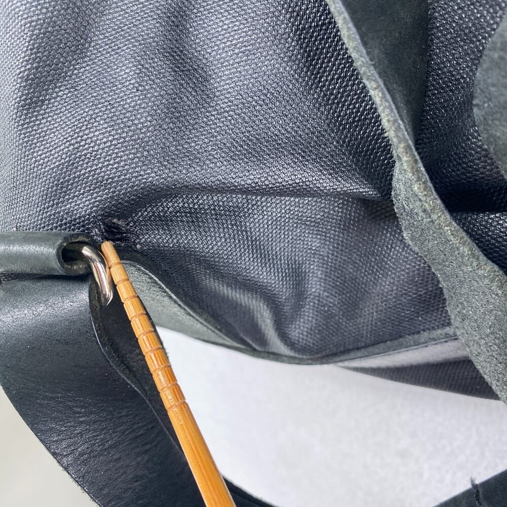 M0851 Backpack Coated Canvas Leather Straps Utility Bag Zip Multi Pocket Black - Picture 10 of 16